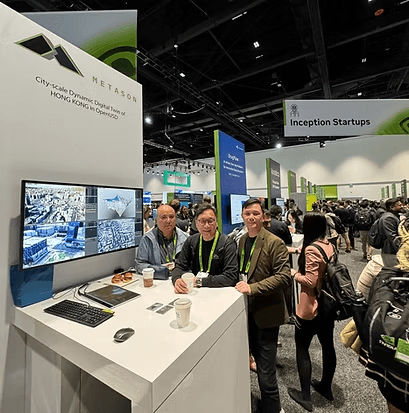 Metason booth at GTC showcasing City-scale Dynamic Digital Twin of Hong Kong