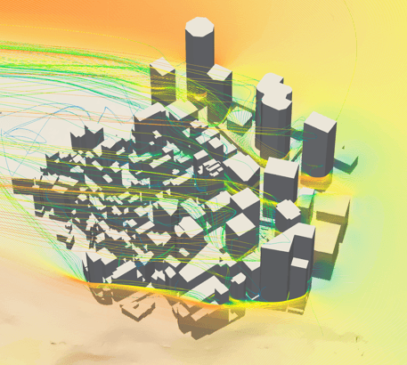 Building-level CFD streamlines visualization