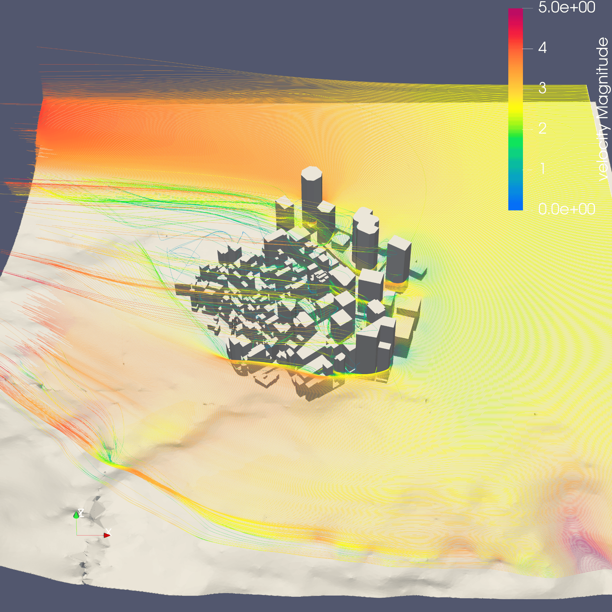 City-scale CFD streamlines visualization