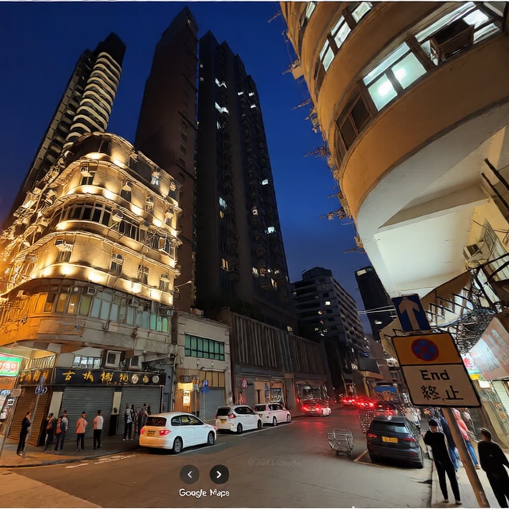 City from daytime to nighttime