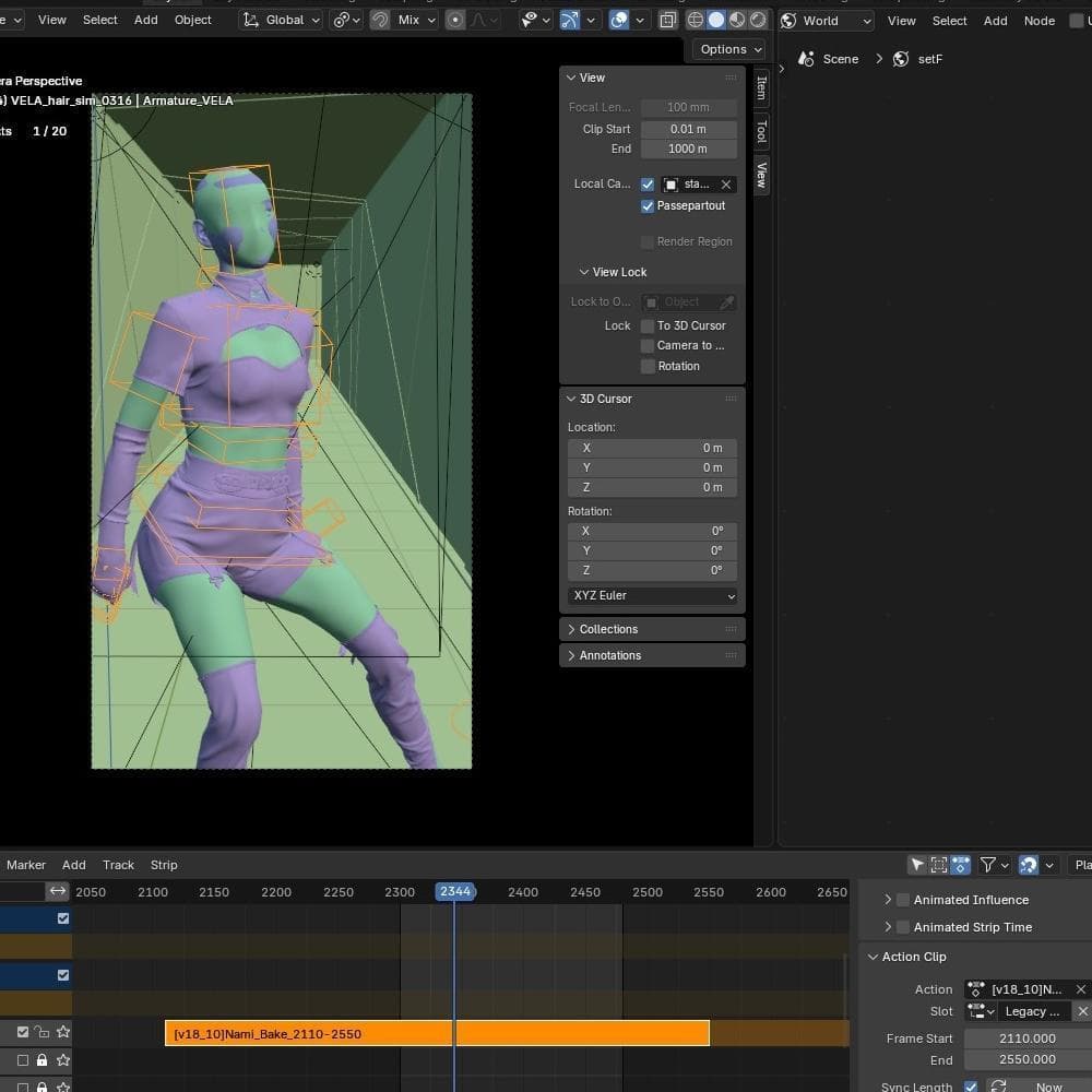 Animation in Blender for Virtual Artist Vela