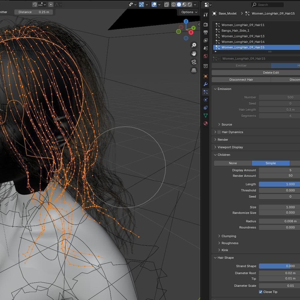 Blender hair particle system